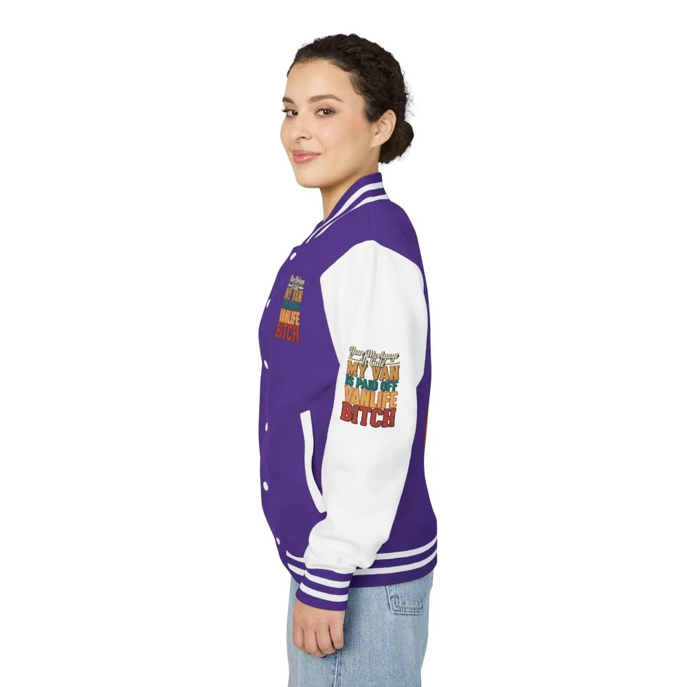 Unisex Heavyweight Letterman Jacket — "Your Mortgage Is Cute" Design F**K-Line