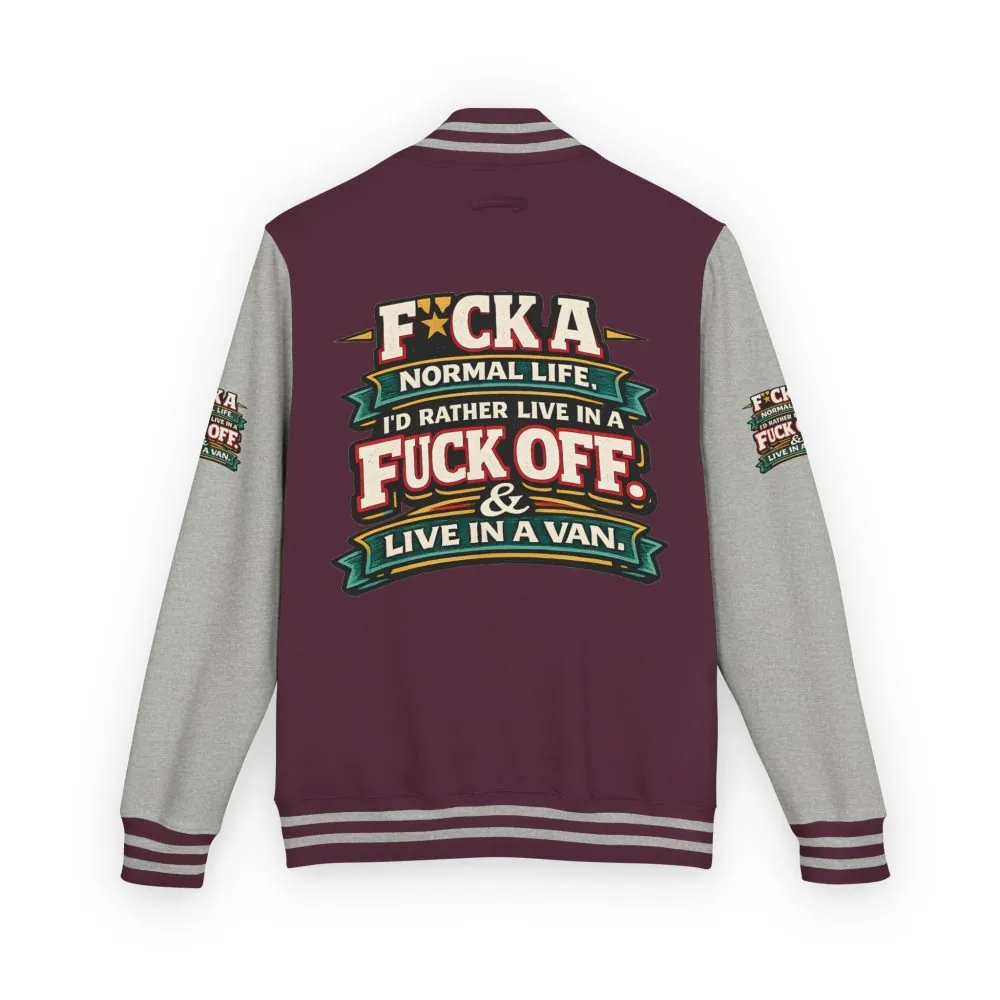 439387844963827054_2048.jpeg Unisex Heavyweight Letterman Jacket — "Fuck A Normal Life" Design F**K-Line