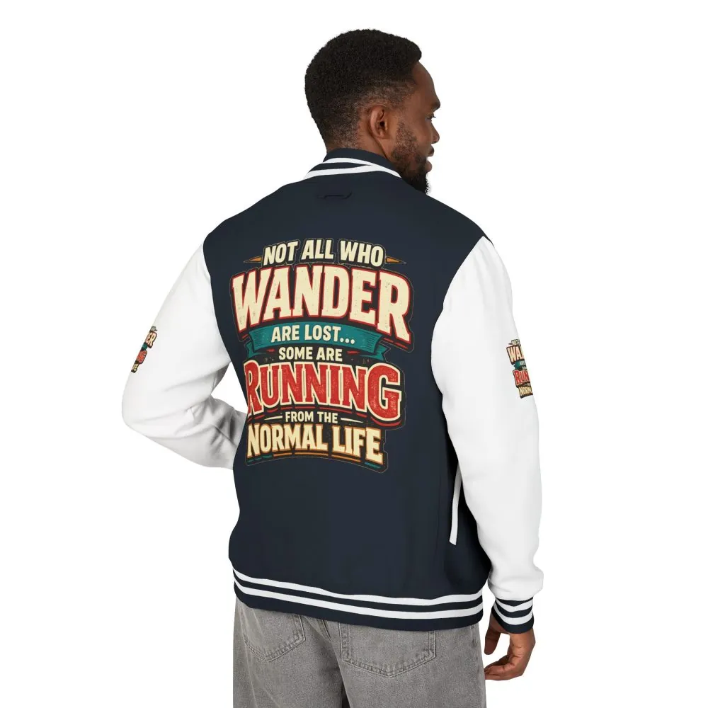 4568366950808114526_2048.jpeg Unisex Heavyweight Letterman Jacket — "Not All Who Wander Are Lost" Design F**K-Line