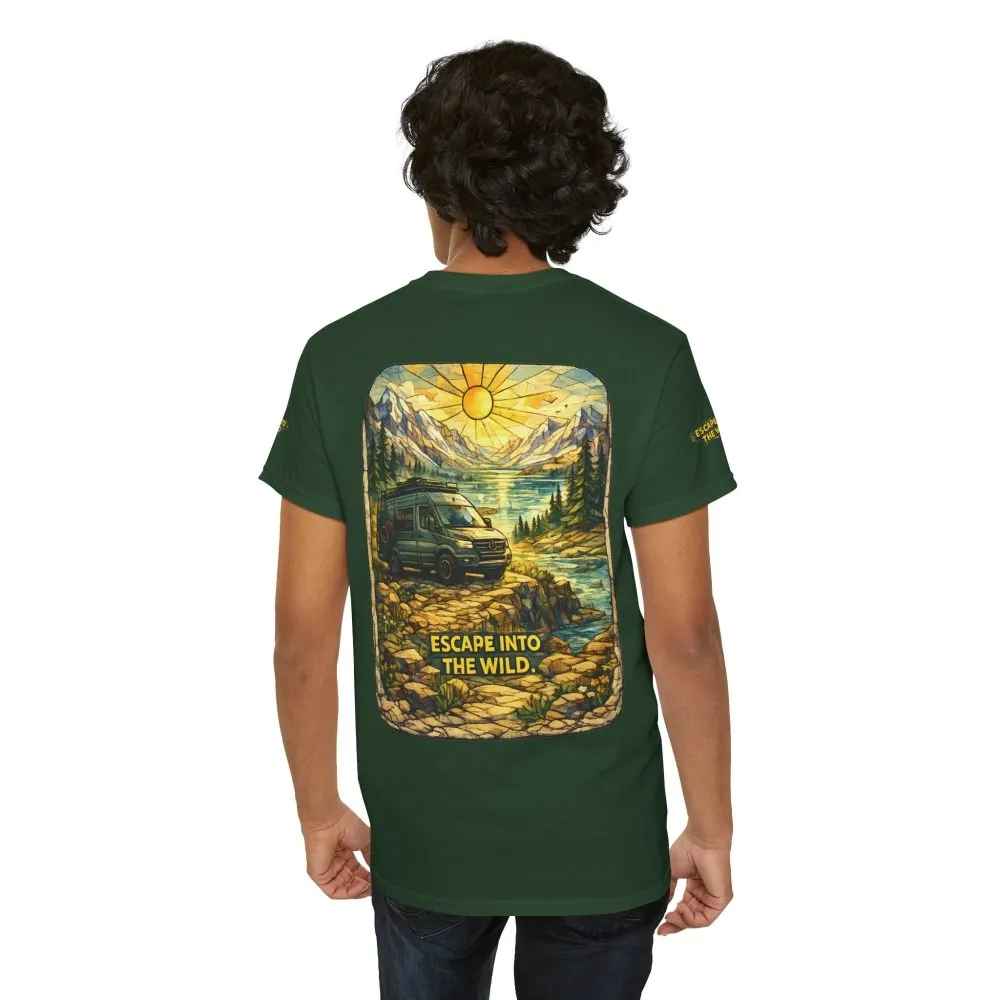 Unisex Heavy Cotton Tee — "Escape Into The Wild" Design Cubic-Line