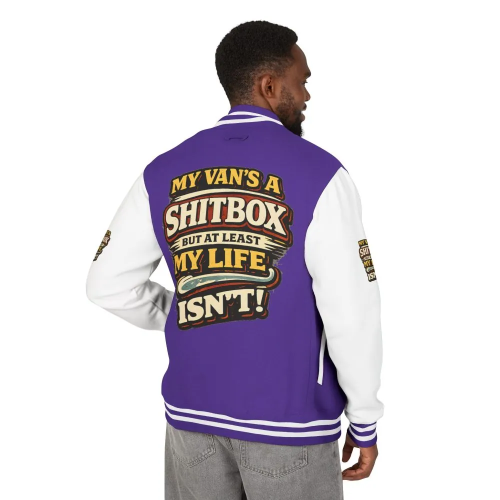 4846896071677064812_2048.jpeg Unisex Heavyweight Letterman Jacket — "My Van`s A Shitbox" Design F**K-Line