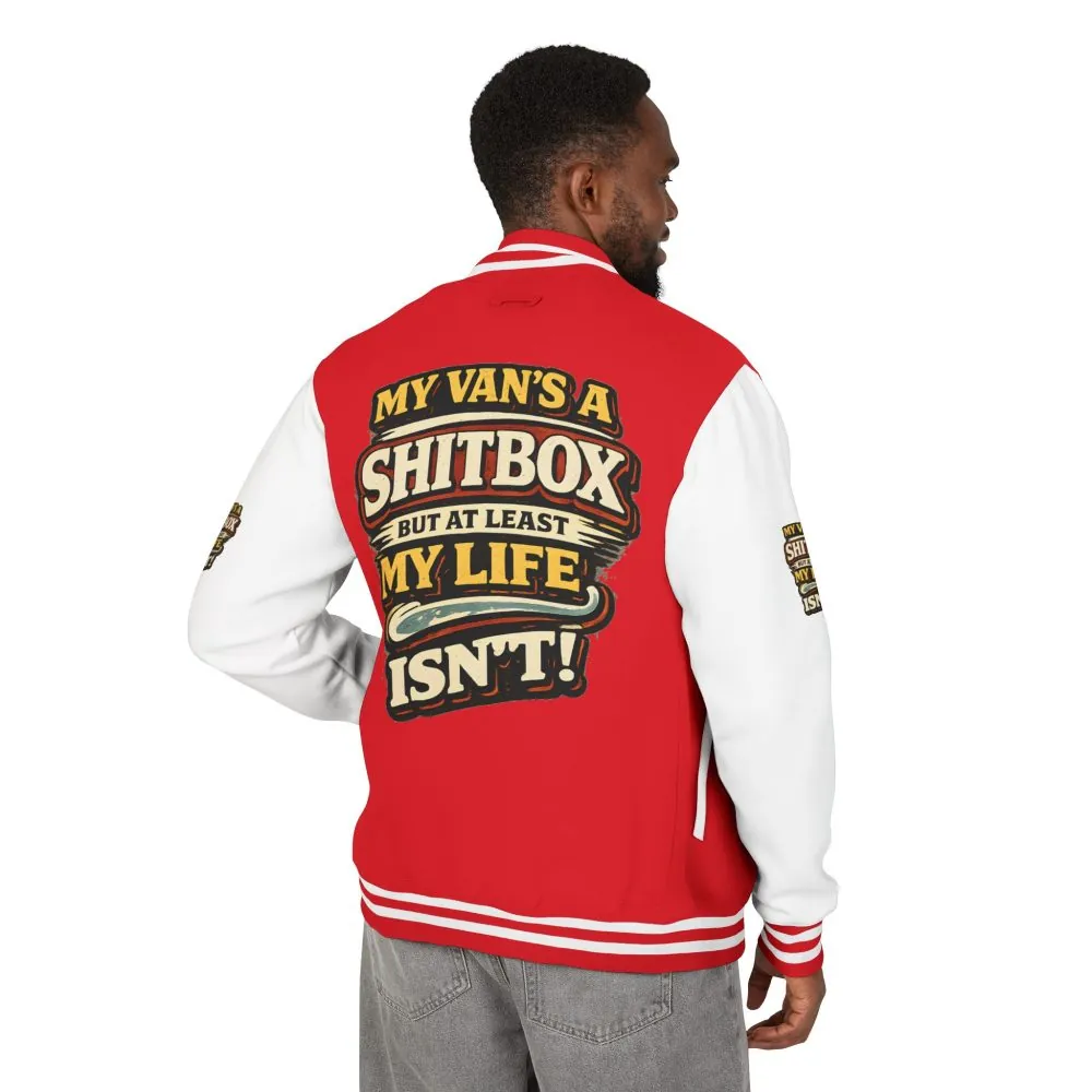 4872645680672878710_2048.jpeg Unisex Heavyweight Letterman Jacket — "My Van`s A Shitbox" Design F**K-Line