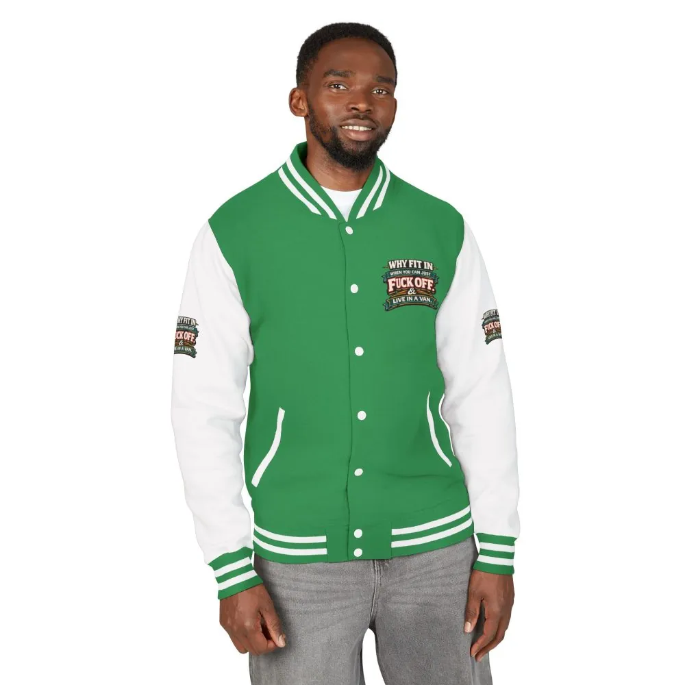 4927981331188391336_2048.jpeg Unisex Heavyweight Letterman Jacket — "Why Fit In" Design F**K-Line