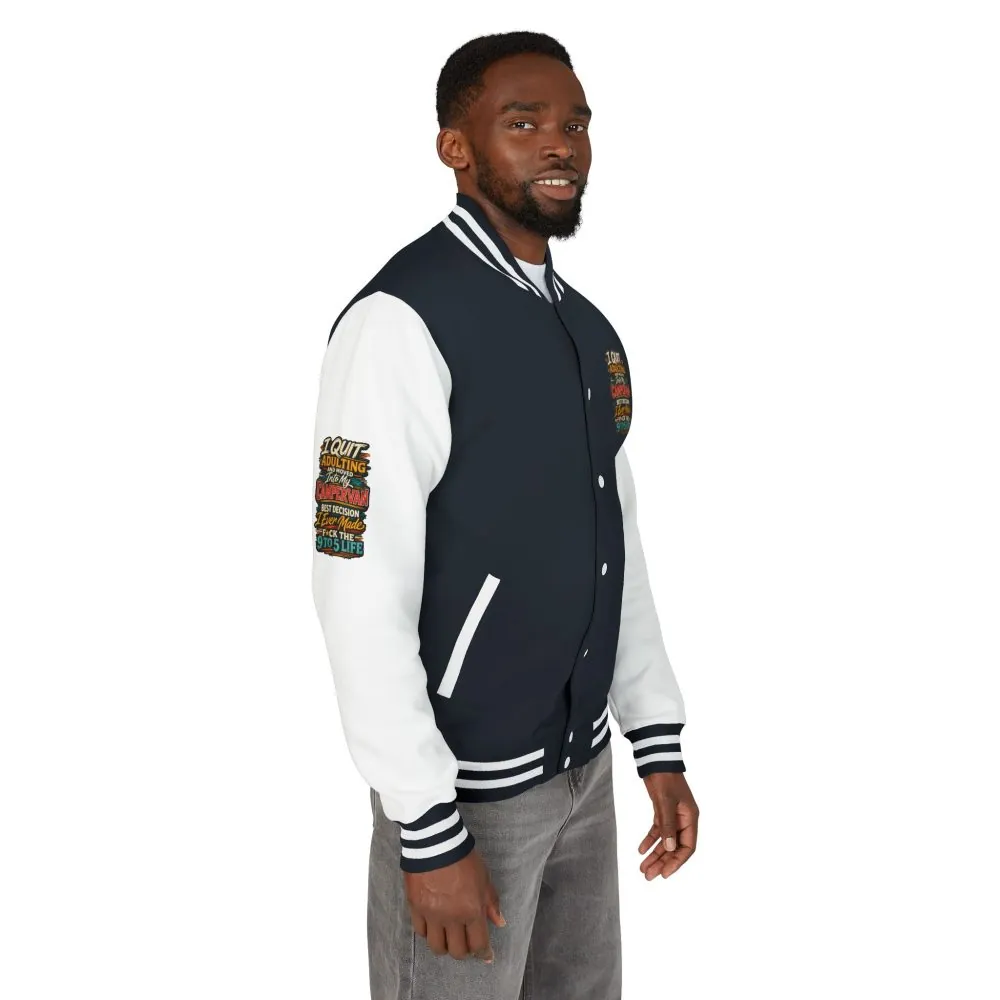 Unisex Heavyweight Letterman Jacket — "I Quit Adulting" Design F**K-Line