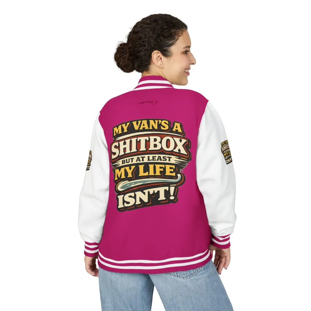 5014249725384051335_2048.jpeg Unisex Heavyweight Letterman Jacket — "My Van`s A Shitbox" Design F**K-Line