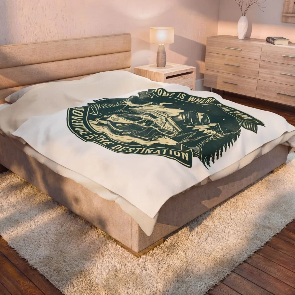 5097794960773971789_2048.jpeg Velveteen Blanket —"Home Is Where You Park It-Adventure is the destination" Camper Throw