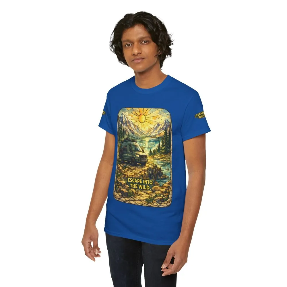 Unisex Heavy Cotton Tee — "Escape Into The Wild" Design Cubic-Line