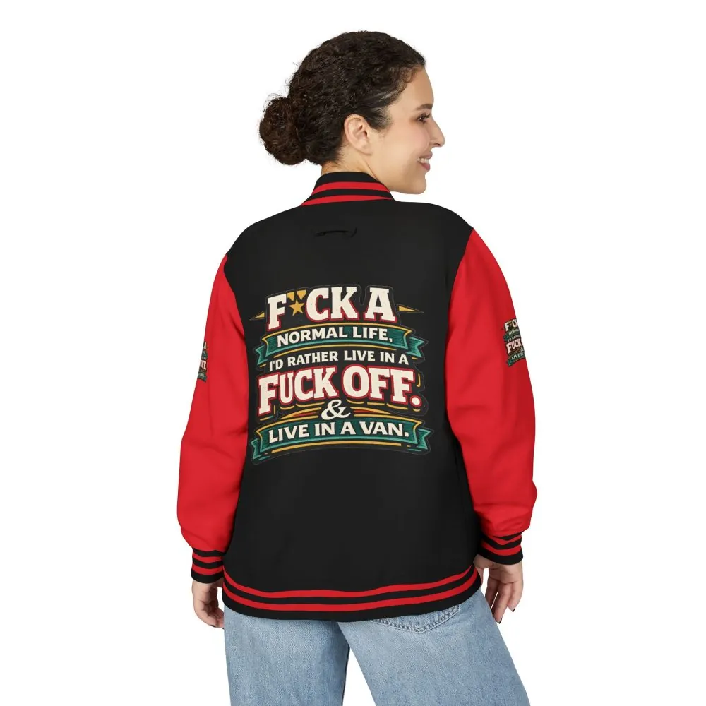 5364256721538937775_2048.jpeg Unisex Heavyweight Letterman Jacket — "Fuck A Normal Life" Design F**K-Line