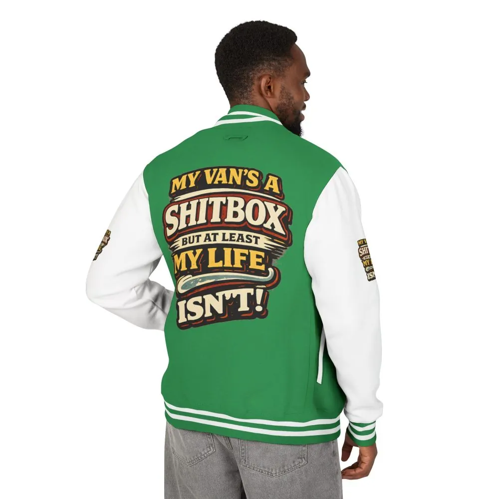 5565471481608093197_2048.jpeg Unisex Heavyweight Letterman Jacket — "My Van`s A Shitbox" Design F**K-Line