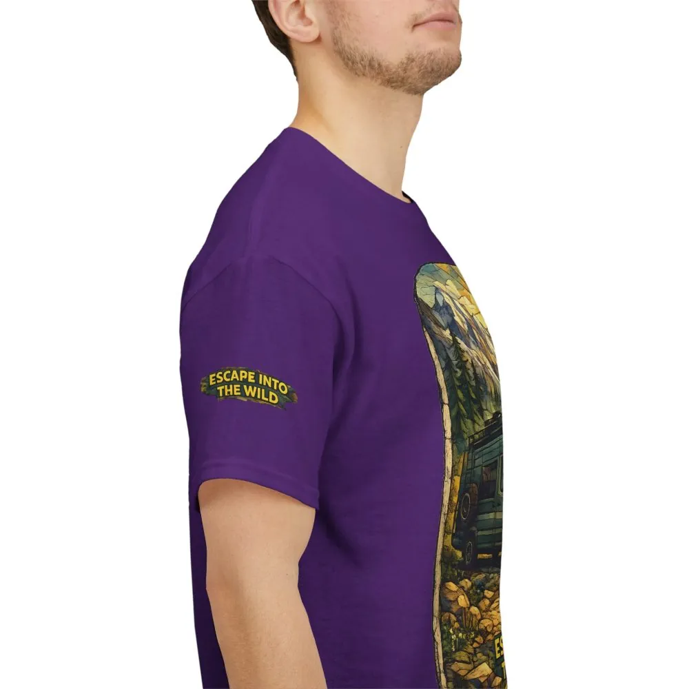 Unisex Heavy Cotton Tee — "Escape Into The Wild" Design Cubic-Line
