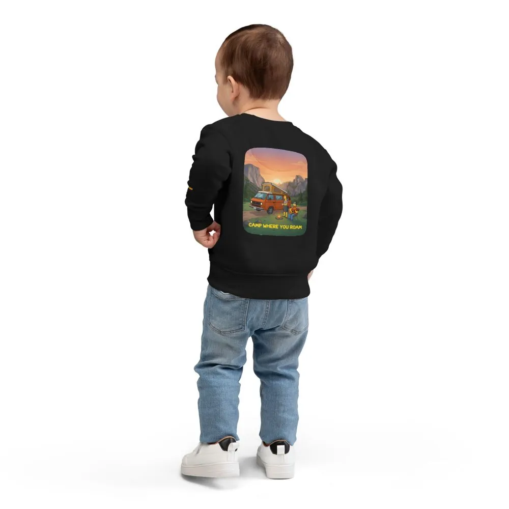 5614565145940587375_2048.jpeg Toddler Sweatshirt - "Camp Where You Roam" (Design Sitcom-Line)