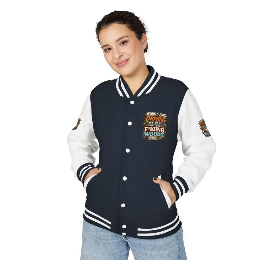 5771623425995465431_2048.jpeg Unisex Heavyweight Letterman Jacket — "Work Sucks" Design F**K-Line