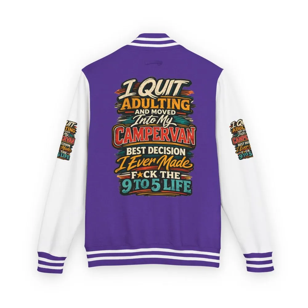 Unisex Heavyweight Letterman Jacket — "I Quit Adulting" Design F**K-Line