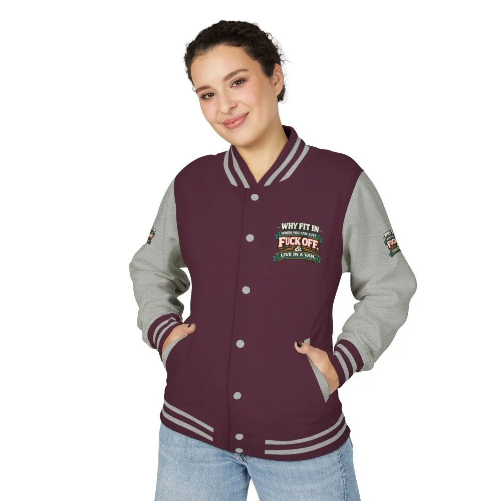 5929764572387919446_2048.jpeg Unisex Heavyweight Letterman Jacket — "Why Fit In" Design F**K-Line
