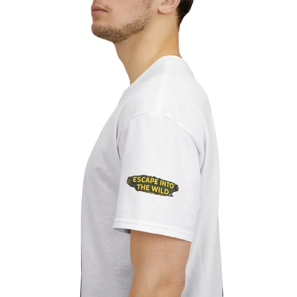 Unisex Heavy Cotton Tee — "Escape Into The Wild" Design Cubic-Line