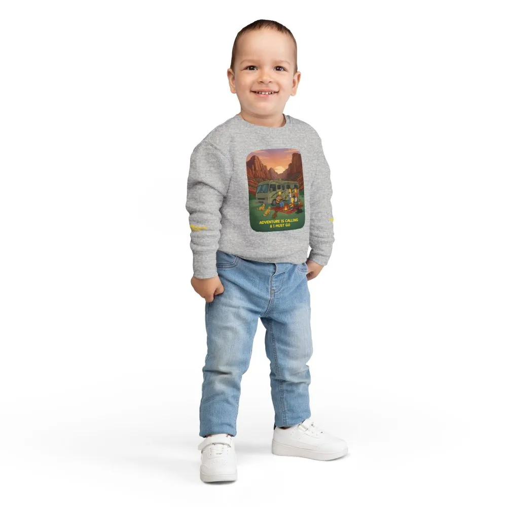 6190642449906514608_2048.jpeg Toddler Sweatshirt - "Adventure Is Calling-I Must Go" (Design Sitcom-Line)
