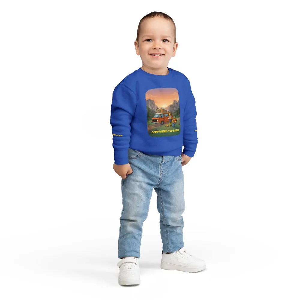6304366835405813731_2048.jpeg Toddler Sweatshirt - "Camp Where You Roam" (Design Sitcom-Line)