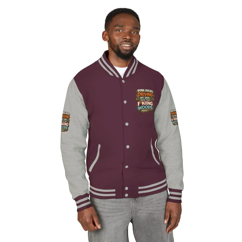 6343515979647963031_2048.jpeg Unisex Heavyweight Letterman Jacket — "Work Sucks" Design F**K-Line
