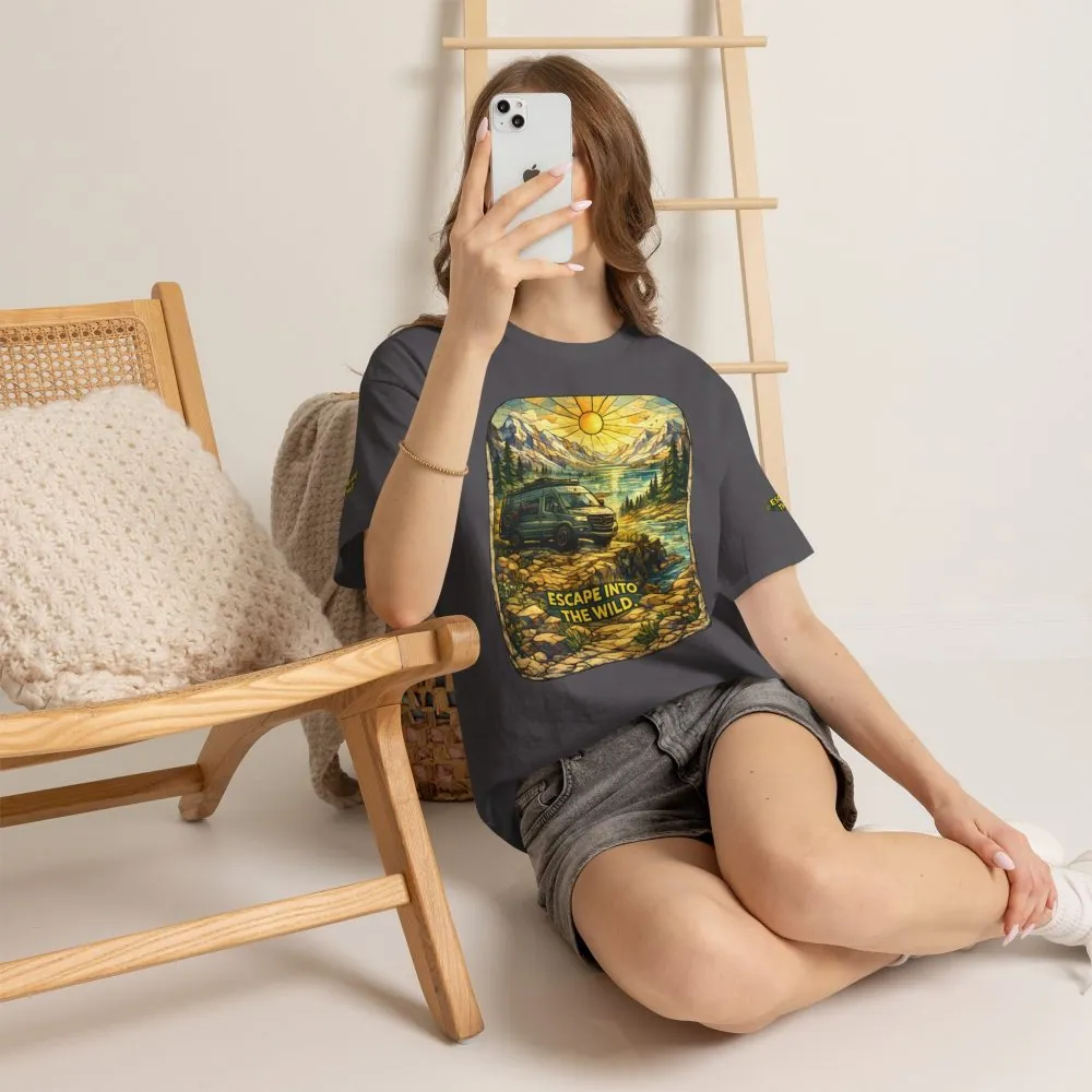 Unisex Heavy Cotton Tee — "Escape Into The Wild" Design Cubic-Line