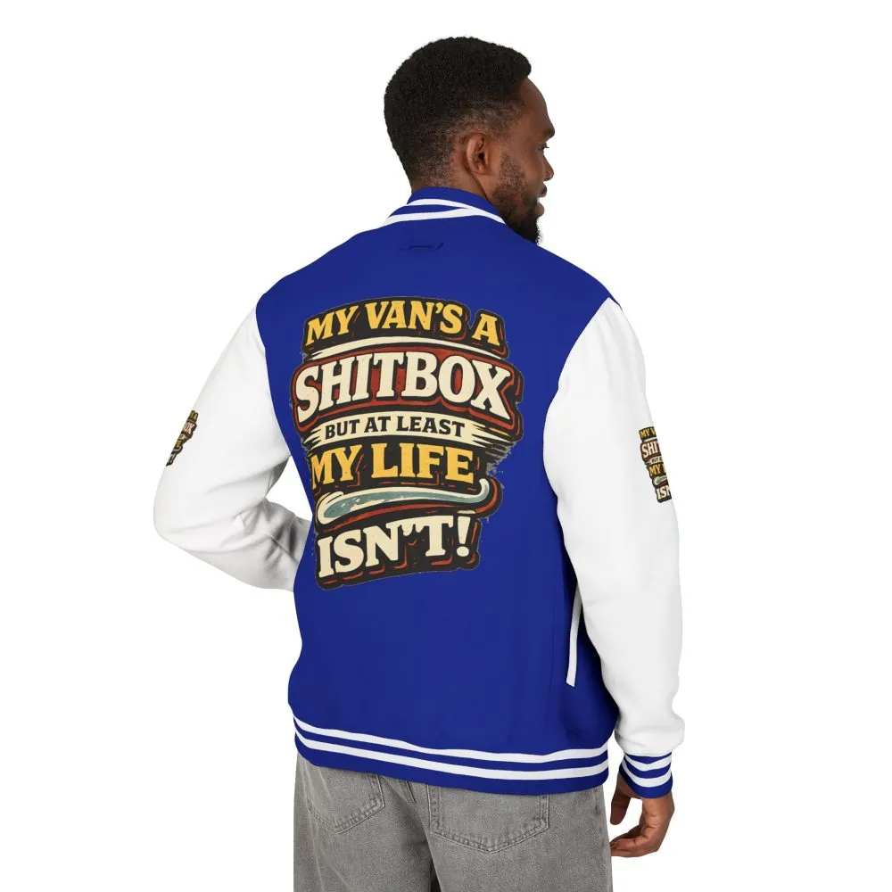 6593921715066137671_2048.jpeg Unisex Heavyweight Letterman Jacket — "My Van`s A Shitbox" Design F**K-Line