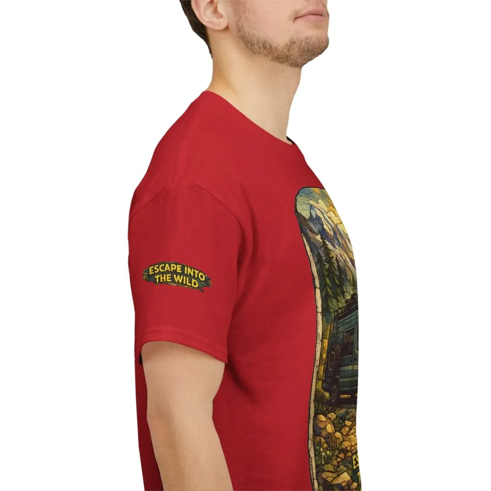 Unisex Heavy Cotton Tee — "Escape Into The Wild" Design Cubic-Line