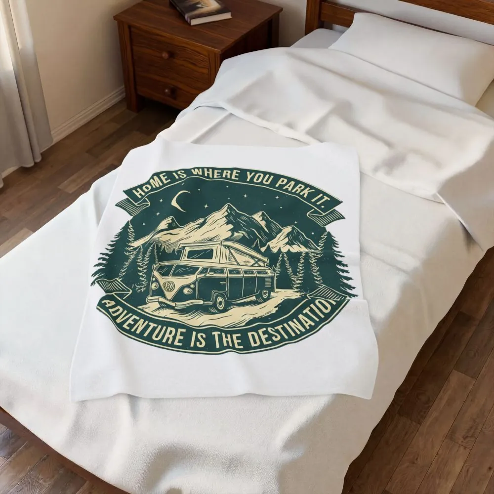 672311923137209177_2048.jpeg Velveteen Blanket —"Home Is Where You Park It-Adventure is the destination" Camper Throw