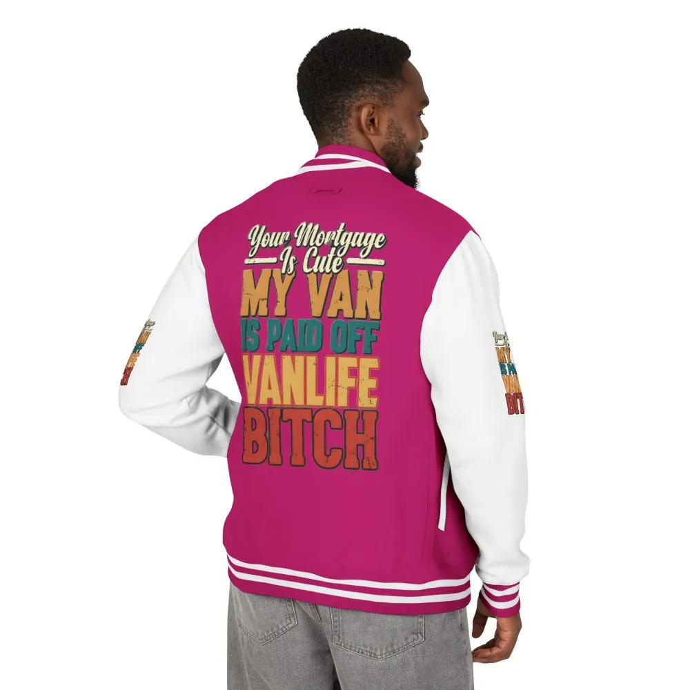 Unisex Heavyweight Letterman Jacket — "Your Mortgage Is Cute" Design F**K-Line