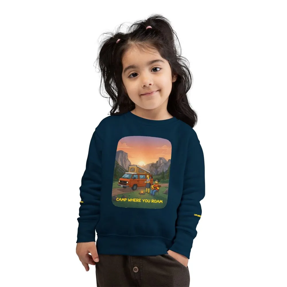 6879468425843926210_2048.jpeg Toddler Sweatshirt - "Camp Where You Roam" (Design Sitcom-Line)