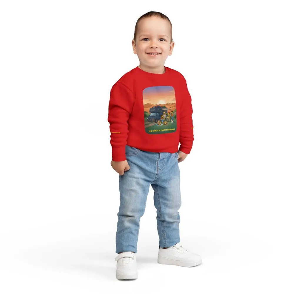 6888439196667423549_2048.jpeg Toddler Sweatshirt - "The World Is Your playground" (Design Sitcom-Line)