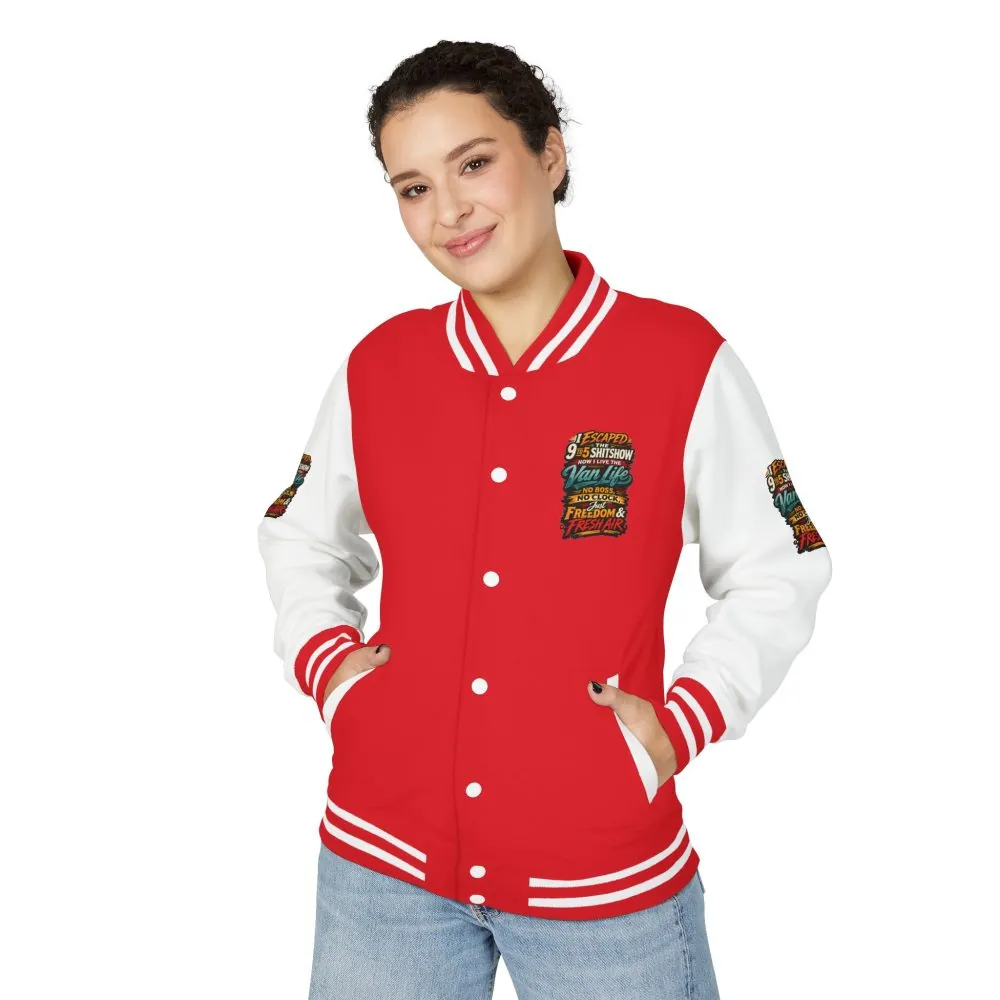 Unisex Heavyweight Letterman Jacket — "I Escaped The 9 To 5" Design F**K-Line