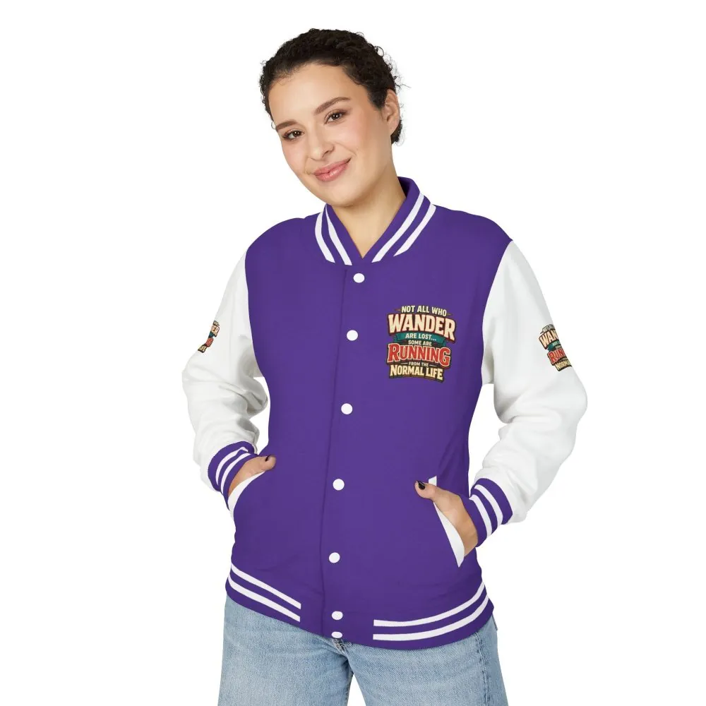 6972158029933990146_2048.jpeg Unisex Heavyweight Letterman Jacket — "Not All Who Wander Are Lost" Design F**K-Line