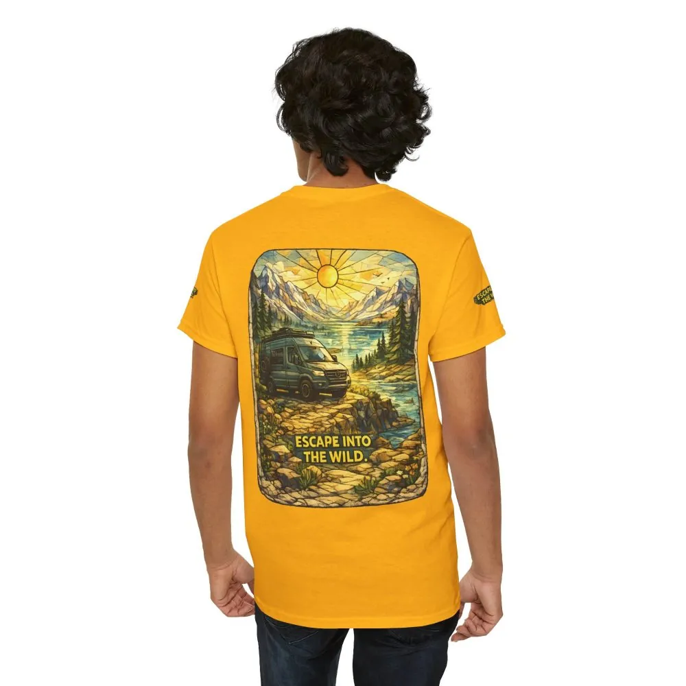 Unisex Heavy Cotton Tee — "Escape Into The Wild" Design Cubic-Line