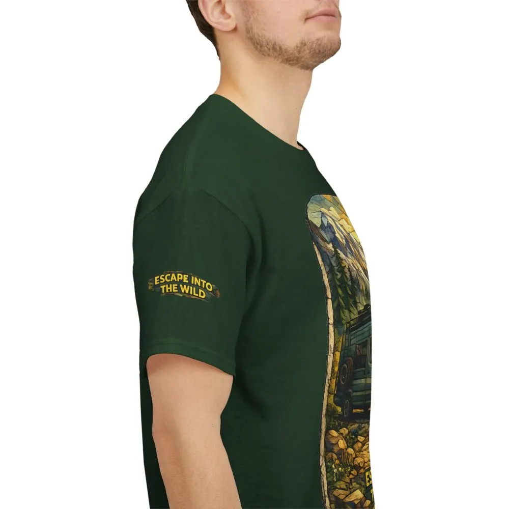 Unisex Heavy Cotton Tee — "Escape Into The Wild" Design Cubic-Line