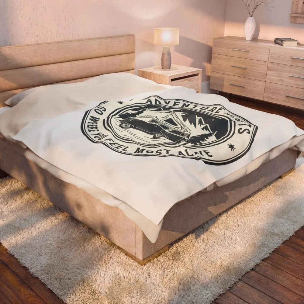 7105529181488078140_2048.jpeg Velveteen Blanket —"Adventure Awaits-Go Where You Feel Most Alive" Camper Throw