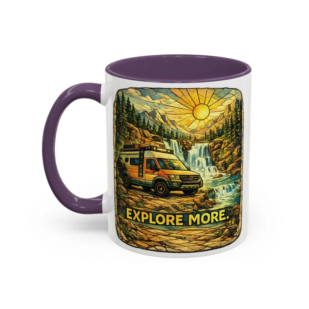 Accent Coffee Mug (11, 15oz) — "Explore More" Design Cubic-Line