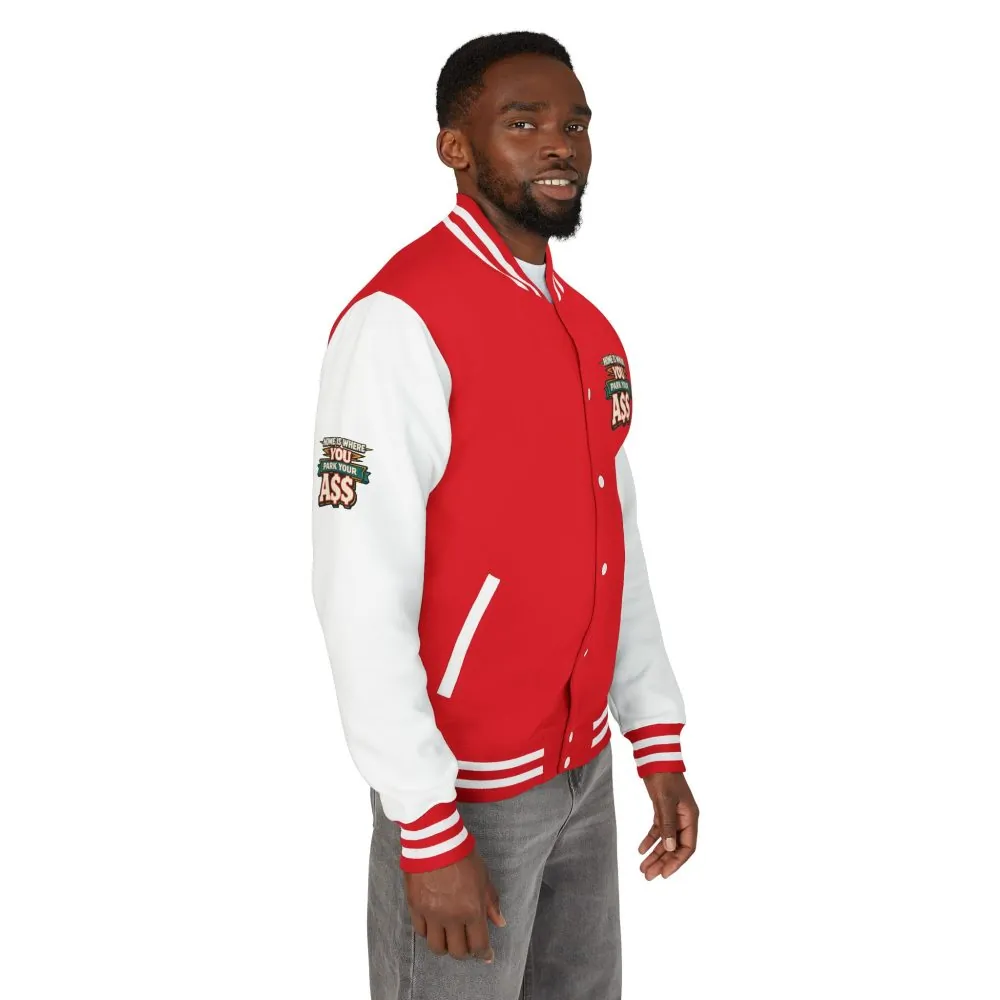 7146935067054500670_2048.jpeg Unisex Heavyweight Letterman Jacket — "Home Is Where You Park Your Ass" Design F**K-Line