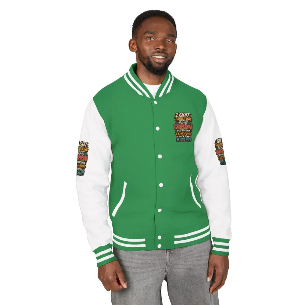 Unisex Heavyweight Letterman Jacket — "I Quit Adulting" Design F**K-Line