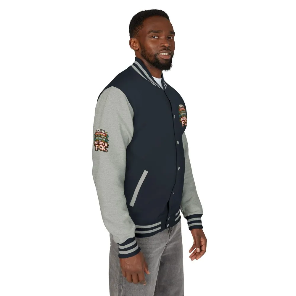 7329459485076748906_2048.jpeg Unisex Heavyweight Letterman Jacket — "Screw The Rat Race" Design F**K-Line