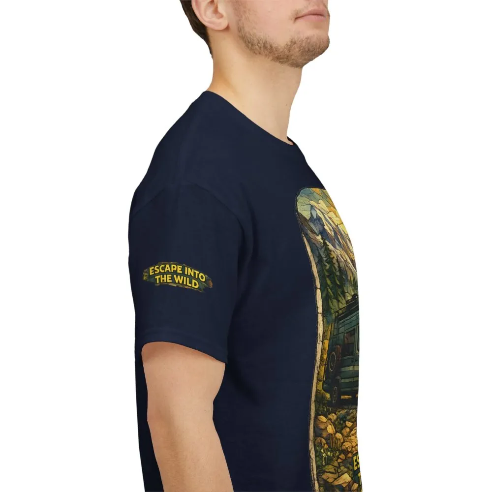 Unisex Heavy Cotton Tee — "Escape Into The Wild" Design Cubic-Line