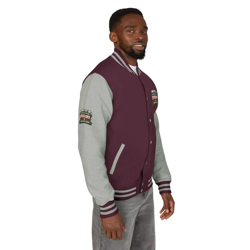 7472857955220254170_2048.jpeg Unisex Heavyweight Letterman Jacket — "Why Fit In" Design F**K-Line