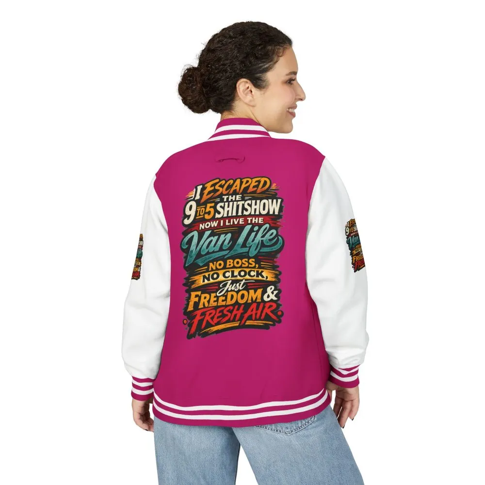 7479241519945015011_2048.jpeg Unisex Heavyweight Letterman Jacket — "I Escaped The 9 To 5" Design F**K-Line