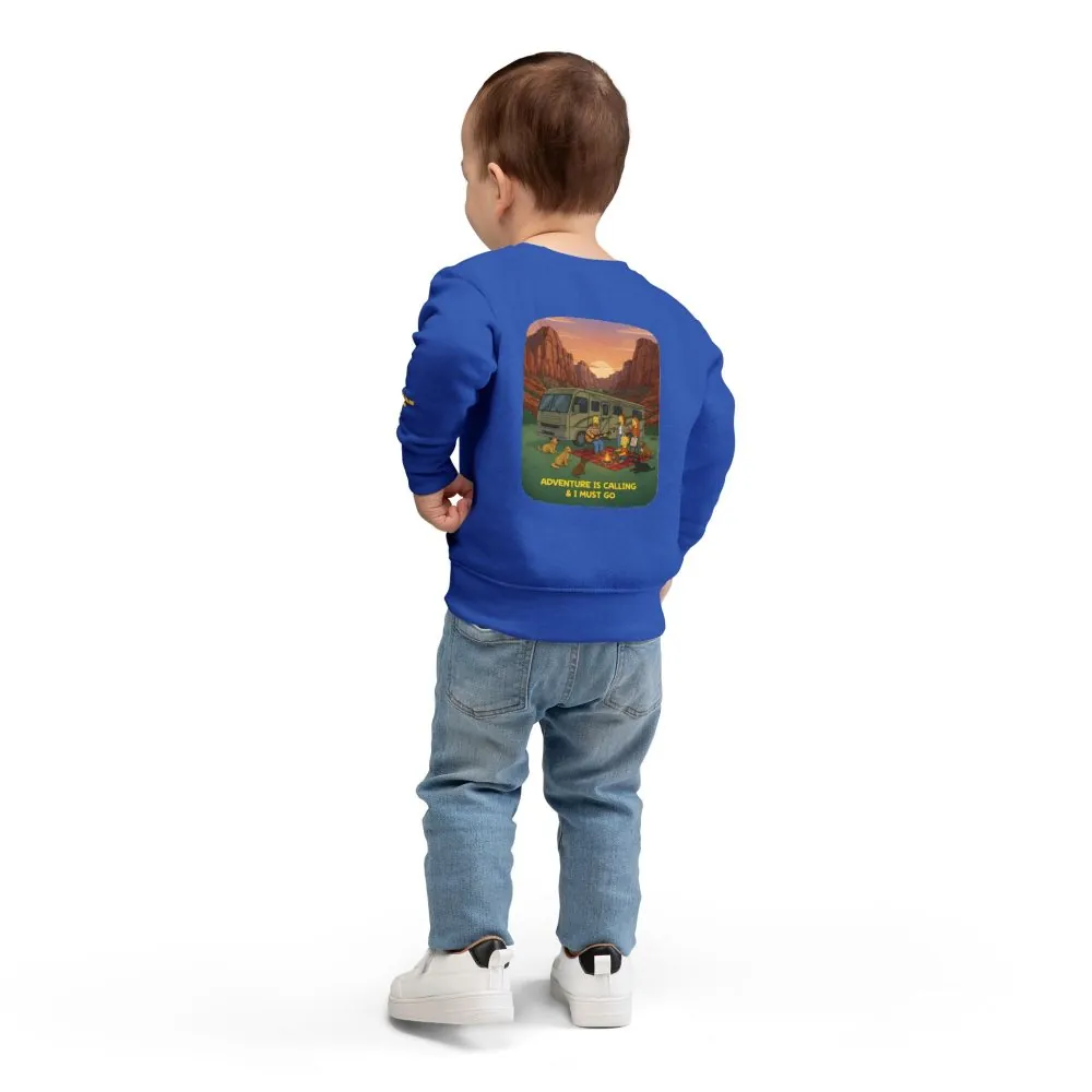7678637577024849189_2048.jpeg Toddler Sweatshirt - "Adventure Is Calling-I Must Go" (Design Sitcom-Line)