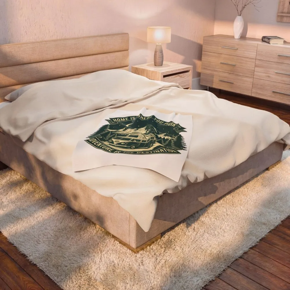 7728818857149612548_2048.jpeg Velveteen Blanket —"Home Is Where You Park It-Adventure is the destination" Camper Throw