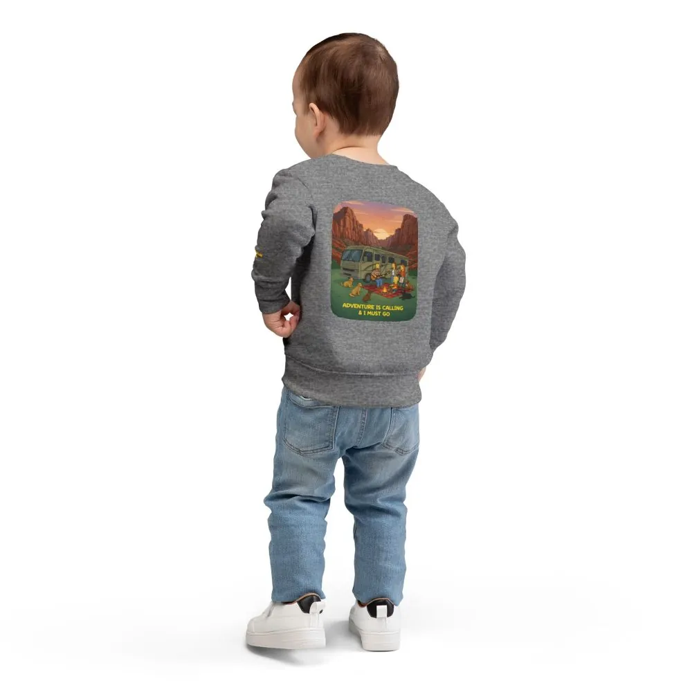 7739319506281122653_2048.jpeg Toddler Sweatshirt - "Adventure Is Calling-I Must Go" (Design Sitcom-Line)