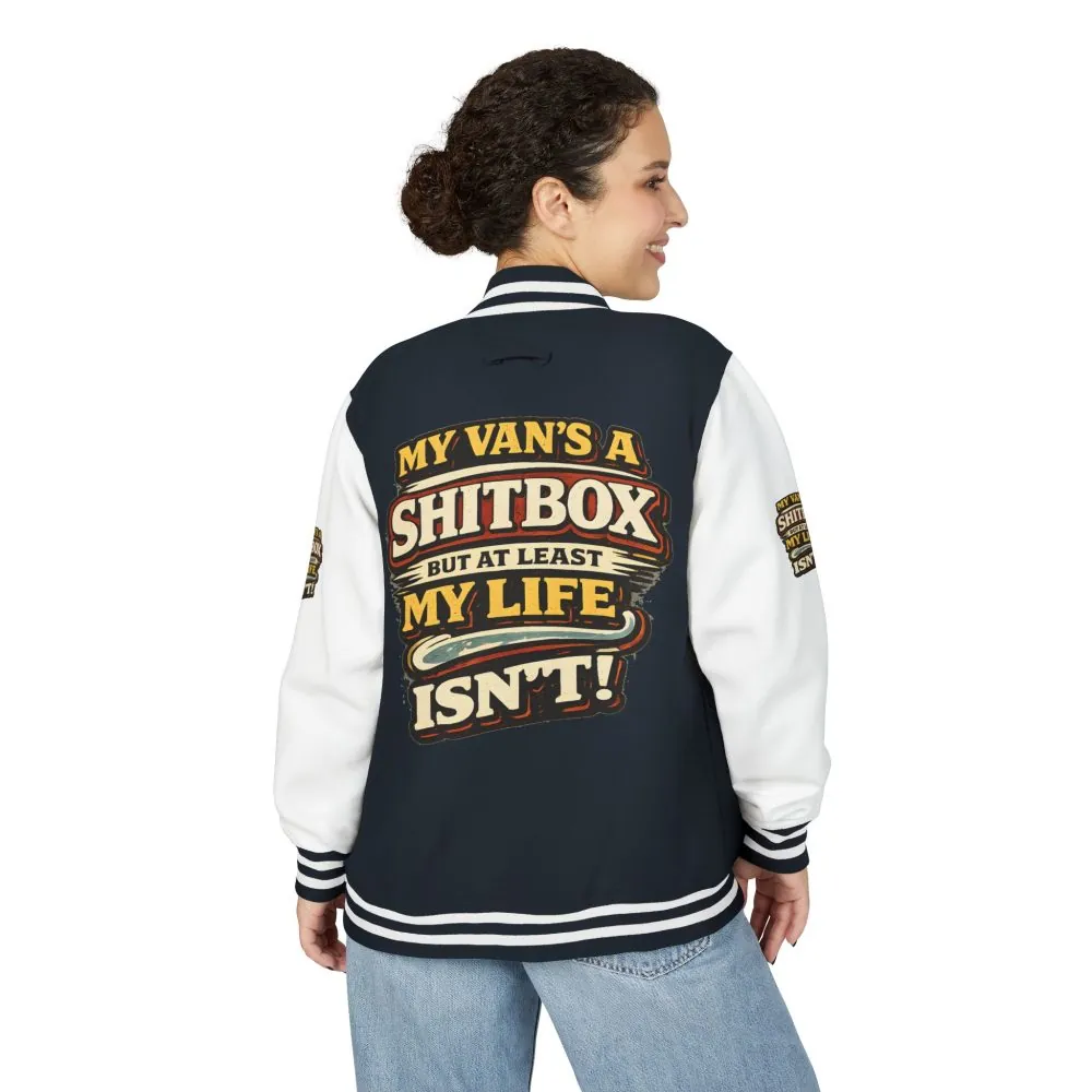 7867344888748364011_2048.jpeg Unisex Heavyweight Letterman Jacket — "My Van`s A Shitbox" Design F**K-Line