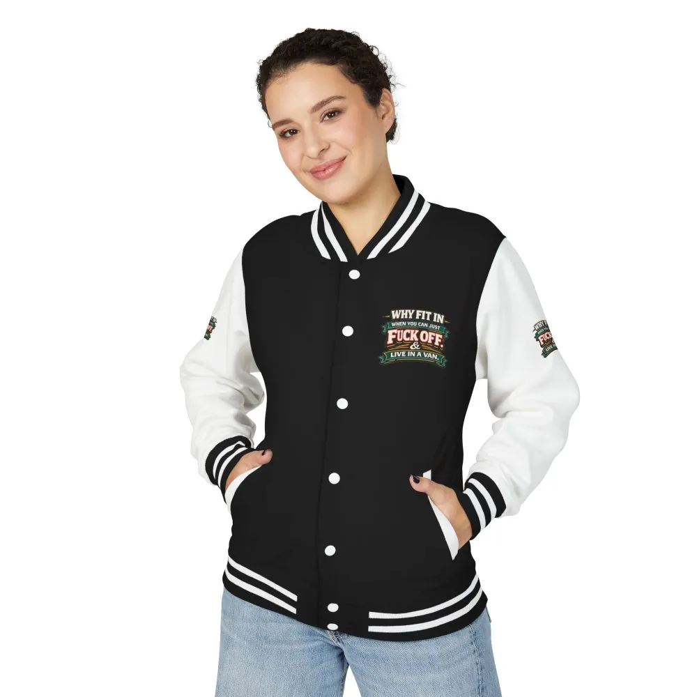 7961543103108044196_2048.jpeg Unisex Heavyweight Letterman Jacket — "Why Fit In" Design F**K-Line
