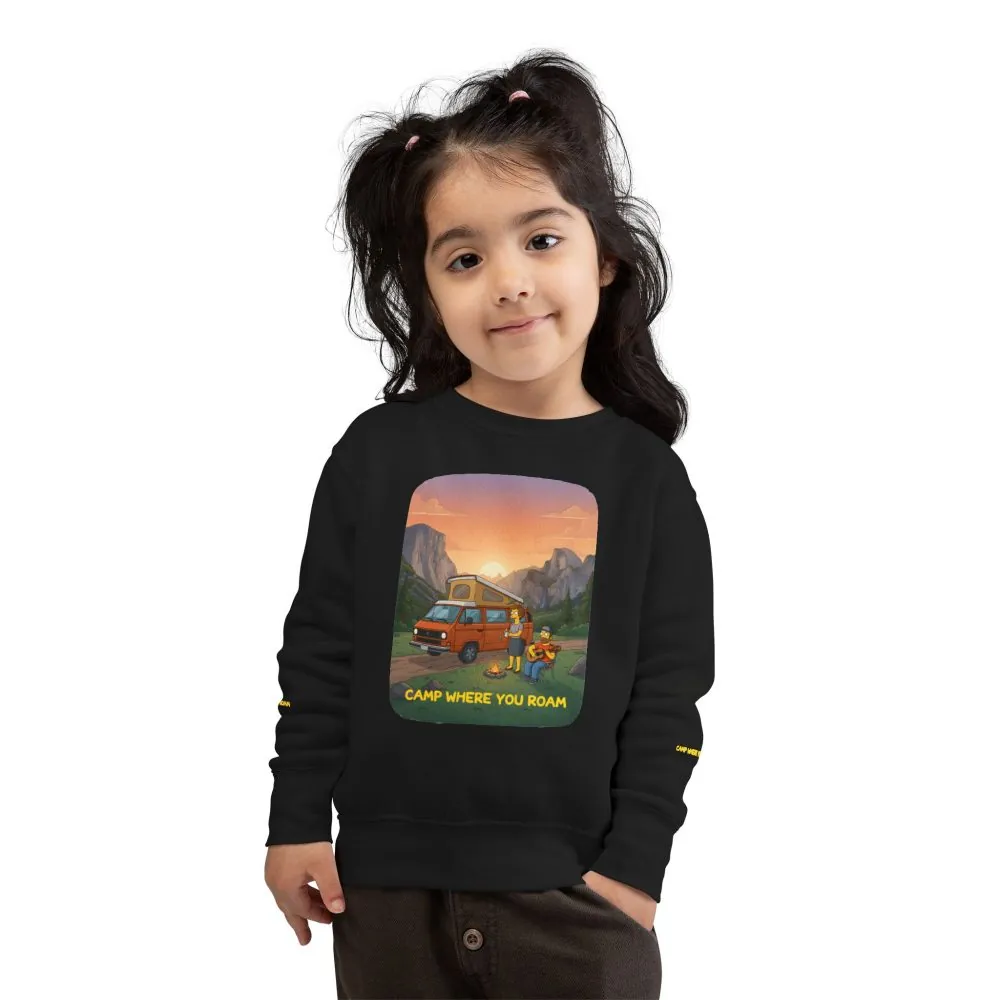 8098379943885192424_2048.jpeg Toddler Sweatshirt - "Camp Where You Roam" (Design Sitcom-Line)