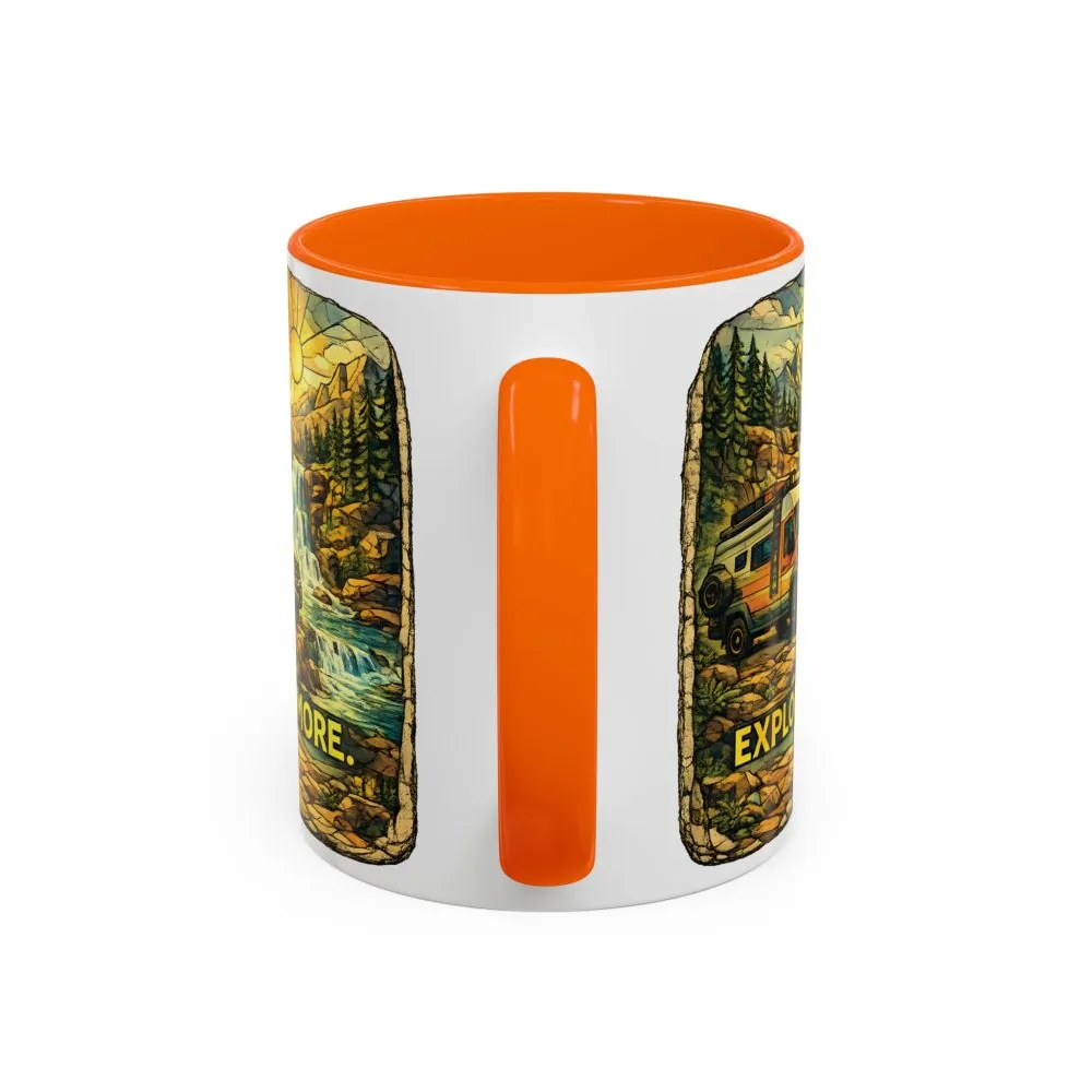 Accent Coffee Mug (11, 15oz) — "Explore More" Design Cubic-Line