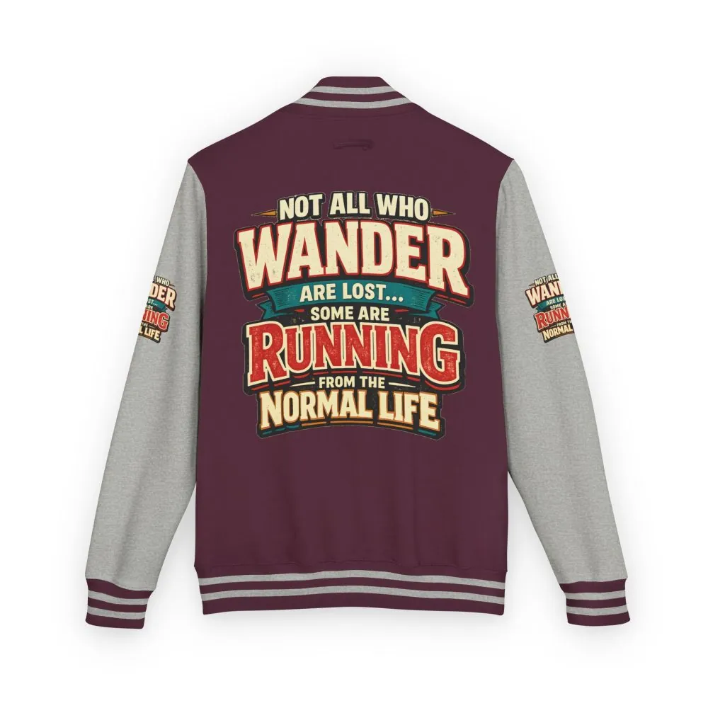 8281082973001842014_2048.jpeg Unisex Heavyweight Letterman Jacket — "Not All Who Wander Are Lost" Design F**K-Line