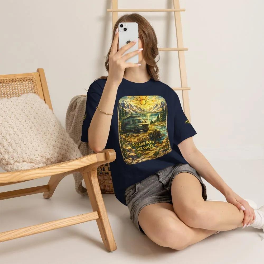 Unisex Heavy Cotton Tee — "Escape Into The Wild" Design Cubic-Line